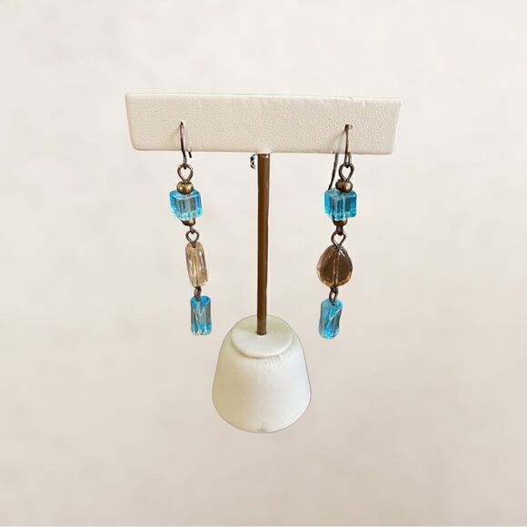 Beaded Bronze & Turquoise Matching Necklace and Earring Set - Picture 4 of 8